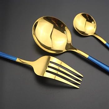 Set juego de cubiertos y cucharas 24 piezas - Azules