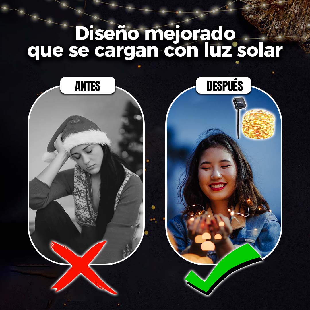 FOCOS SOLARES NAVIDEÑAS MULTICOLOR 10M 🎁ENVÍO GRATIS🎁