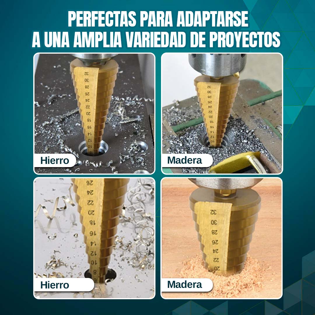 SET DE BROCAS CÓNICAS ESCALONADAS ??KIT 3 UNIDADES??