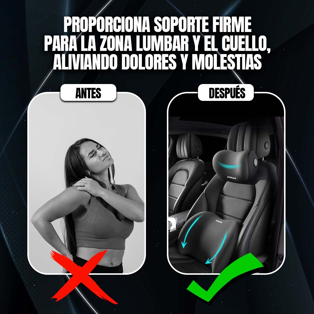 COJIN DE AUTO CUELLO + LUMBAR 🎁PROMO ENVÍO GRATIS🎁