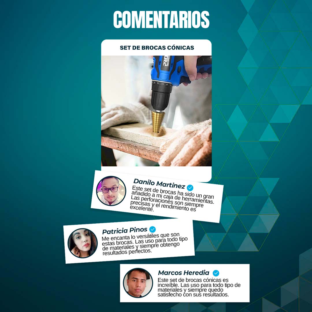 SET DE BROCAS CÓNICAS ESCALONADAS ??KIT 3 UNIDADES??