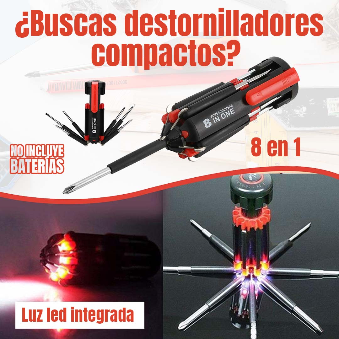 DESTORNILLADOR 8 EN 1 CON LUZ LED INTEGRADA ??ENVÍO GRATIS??