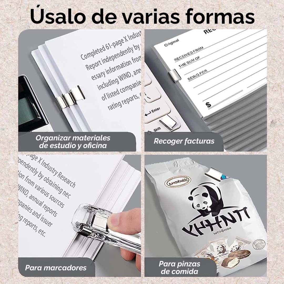 SUJETADOR DE HOJAS TIPO GRAPADORA