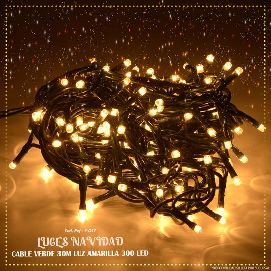 Luz de navidad cable verde 300 focos