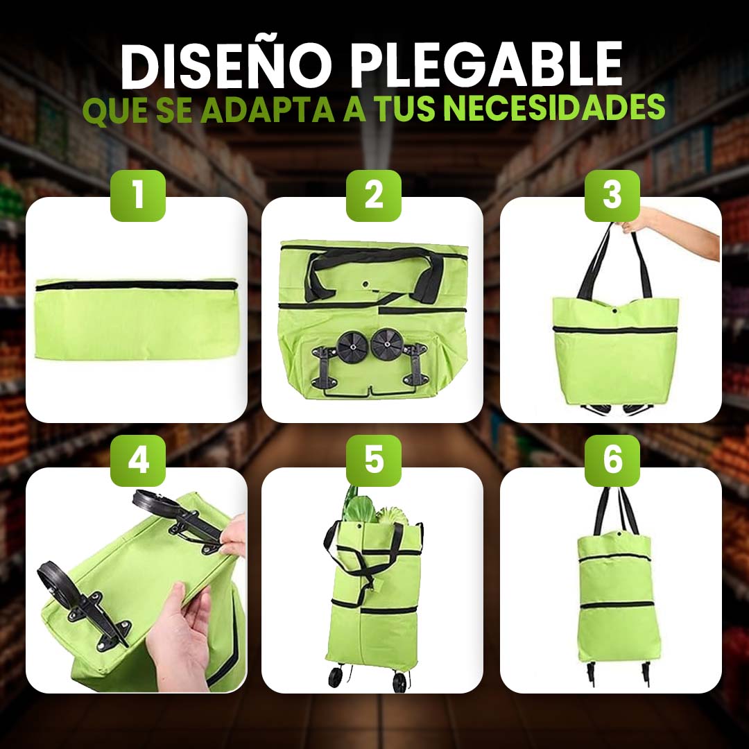 BOLSO PLEGABLE CARRITO DE COMPRAS CON RUEDAS
