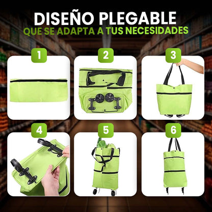 BOLSO PLEGABLE CARRITO DE COMPRAS CON RUEDAS