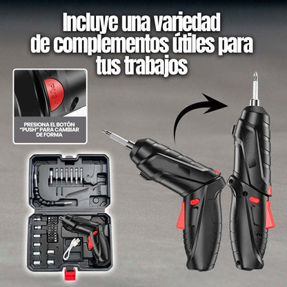 TALADRO DESTORNILLADOR INALÁMBRICO FLEXIBLE 🎁MALENTIN 48 PIEZAS🎁