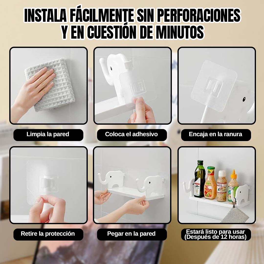 🎁PROMO 2x1🎁SET REPISA ADHESIVA ELEFANTE SIN PERFORACIONES