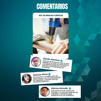 SET DE BROCAS CÓNICAS ESCALONADAS ??KIT 3 UNIDADES??