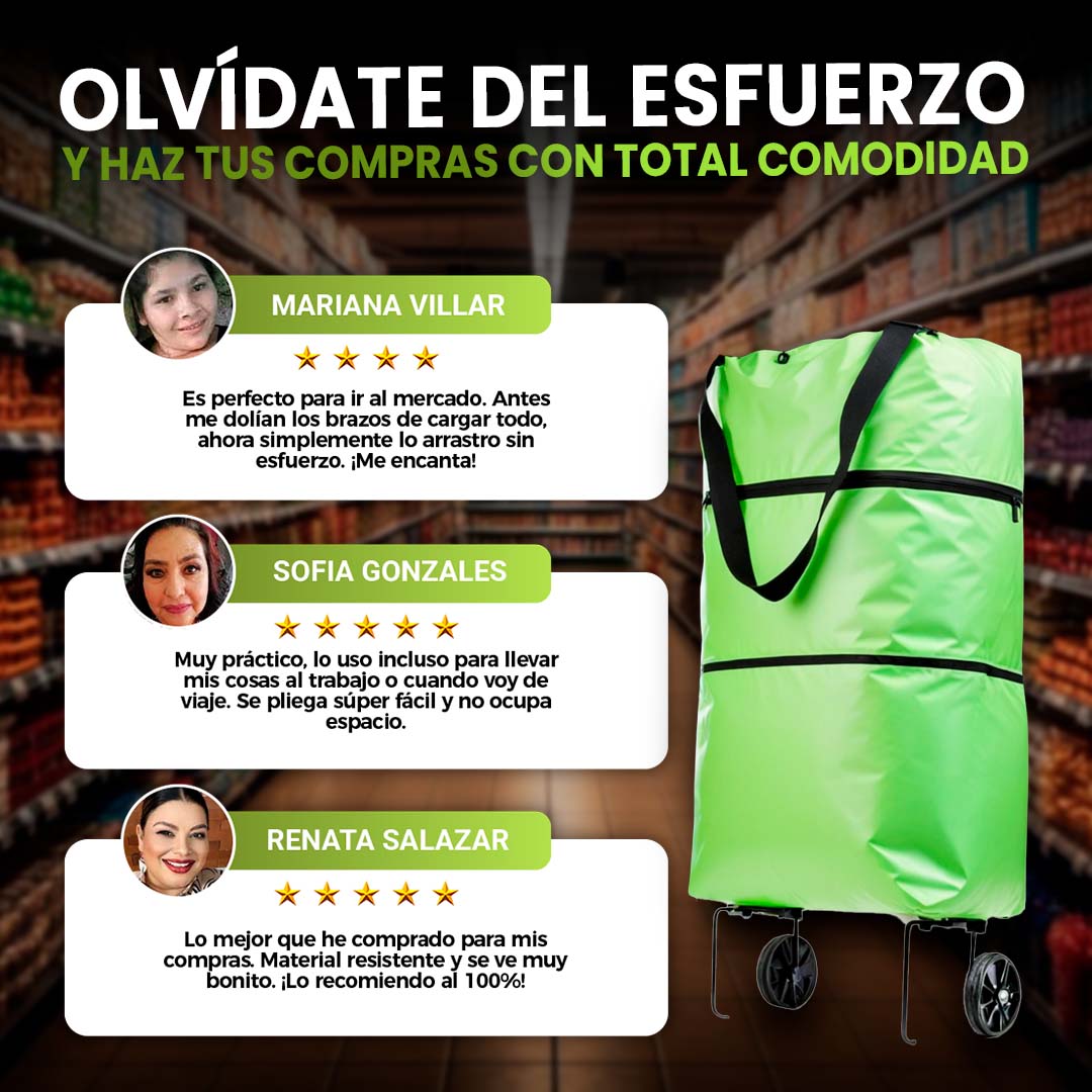 BOLSO PLEGABLE CARRITO DE COMPRAS CON RUEDAS