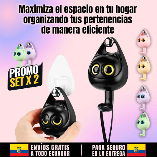 GANCHOS ADHESIVOS GATITO??PROMO 2 UNIDADES??