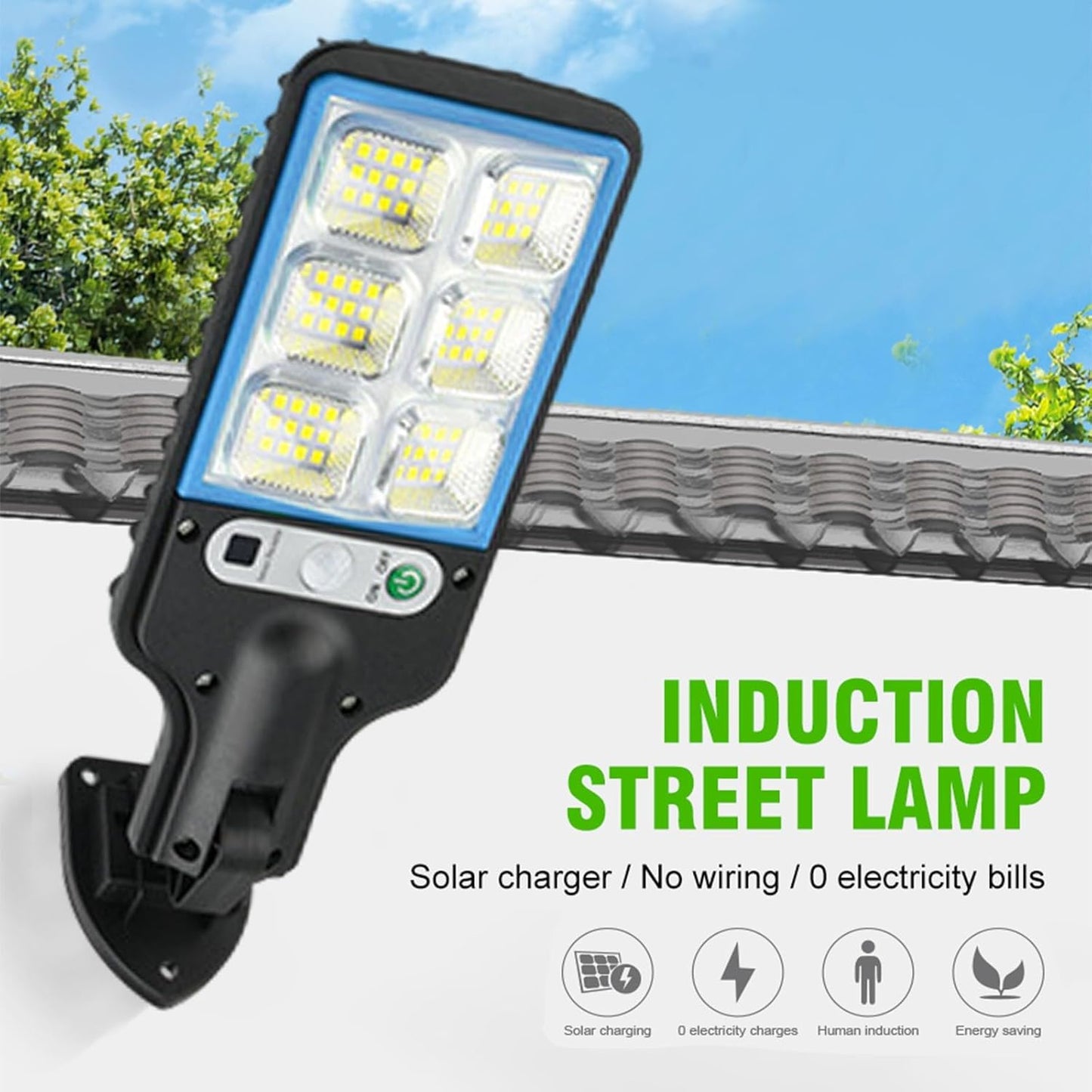 Farola solar para exteriores, con sensor de movimiento