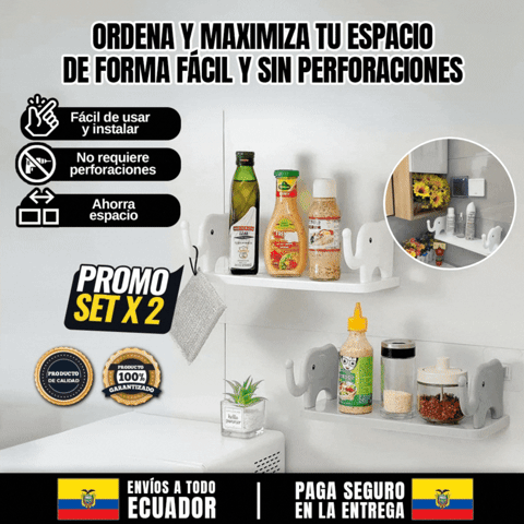 🎁PROMO 2x1🎁SET REPISA ADHESIVA ELEFANTE SIN PERFORACIONES