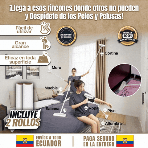 RODILLO ADHESIVO PARA PELUSAS Y PELOS ??GRATIS 2 ROLLOS INTERCAMBIABLES??